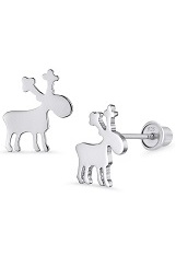 outstanding moose sterling silver baby earrings